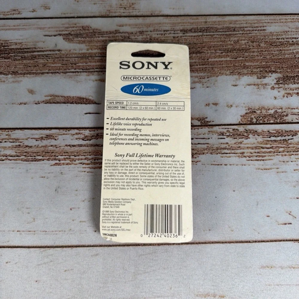 Sony MC-60 Microcassette Recordable Blank Cassette 3 Pack 60 Min New Sealed